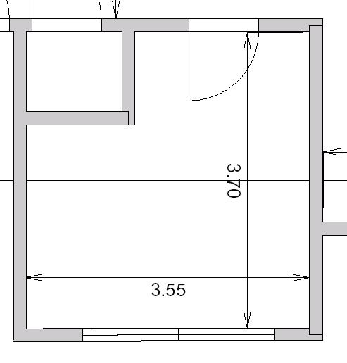 Zeichnung: Grundriss Arbeitszimmer und Abstellraum